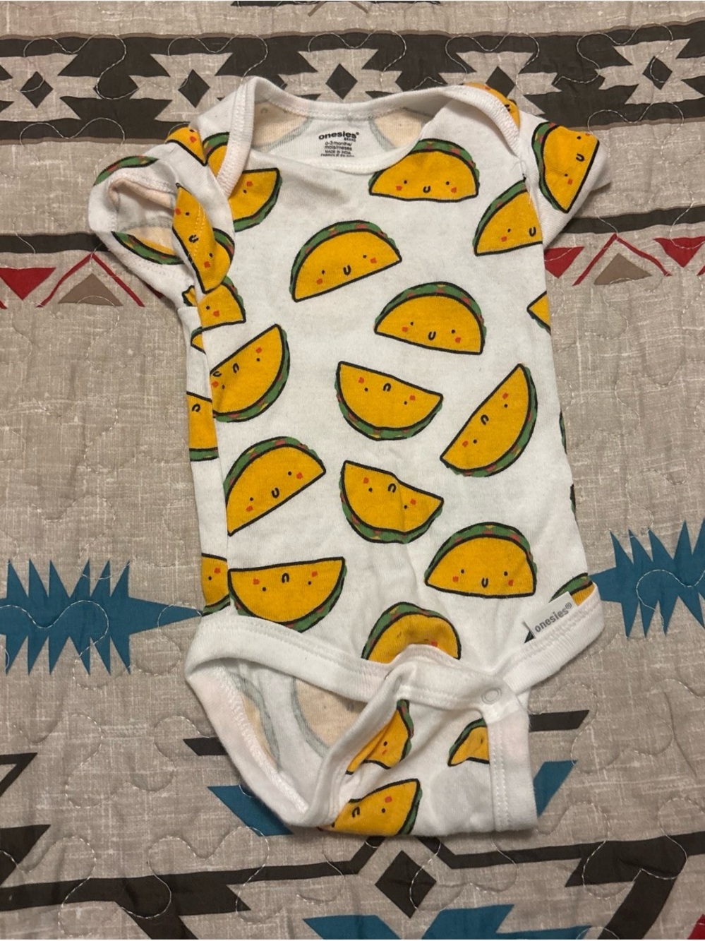 Onesies White Baby Bodysuit with Yellow Taco Print